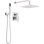 Ensemble de robinet de douche à pluie carrée Modern 14 Series, ensemble de pomme de douche et poignée chromées, ensemble de garniture de valve, 10 pouces, chrome