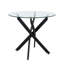 Ensemble de table de salle à manger 4 pièces en verre 4 pièces, table de 35,5 po avec pieds noirs, table de cuisine moderne (table noire, chaises dorées)