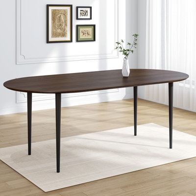 Table de cuisine ovale en bois 33,5 "x H 30" avec pieds en métal