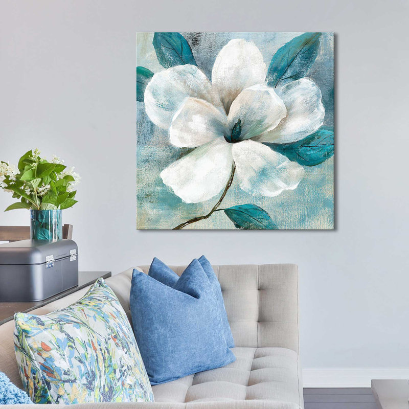 Sarcelle Magnolia I (carré) par Nan Print, Toile tendue, H 24 po x l 24 po x P 1,5 po