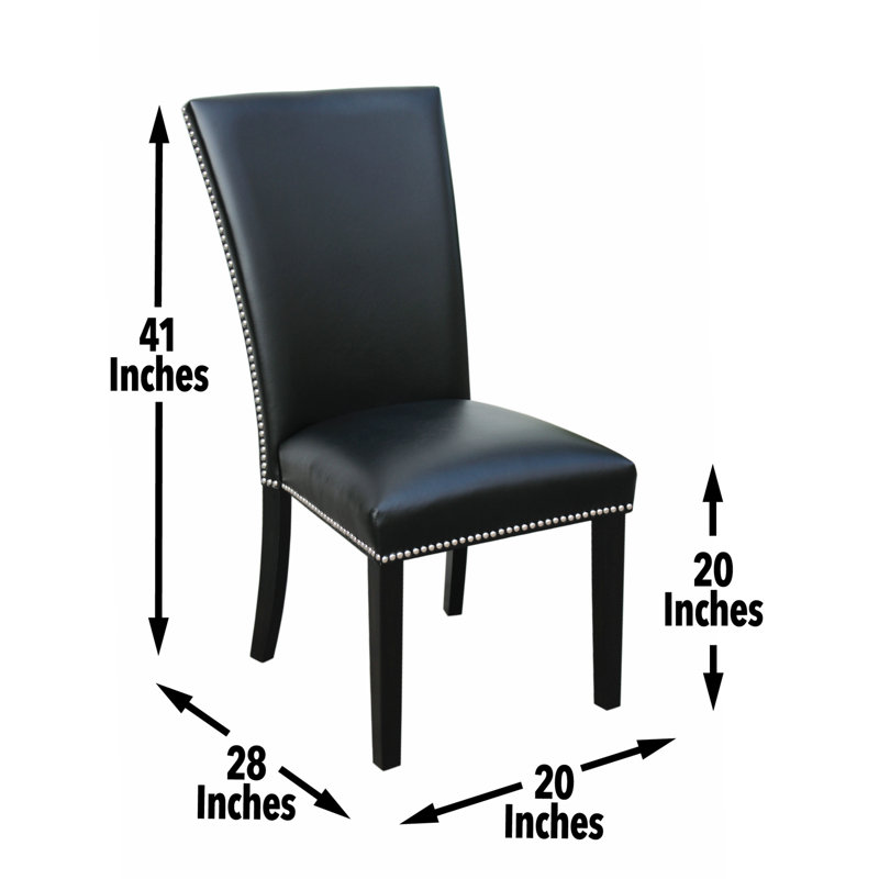 Anxhela 18'' H Faux Leather Upholstered Parsons Chair, Black