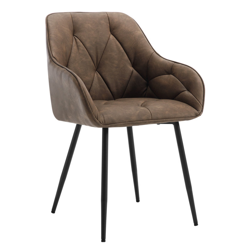 Rigney 50.5cm H Upholstered Metal Side Chair, Dark Brown, 1