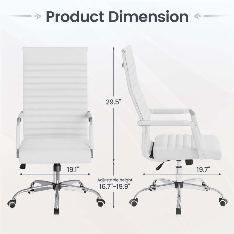 Fauteuil de conférence en cuir synthétique à haut dossier, Blanc