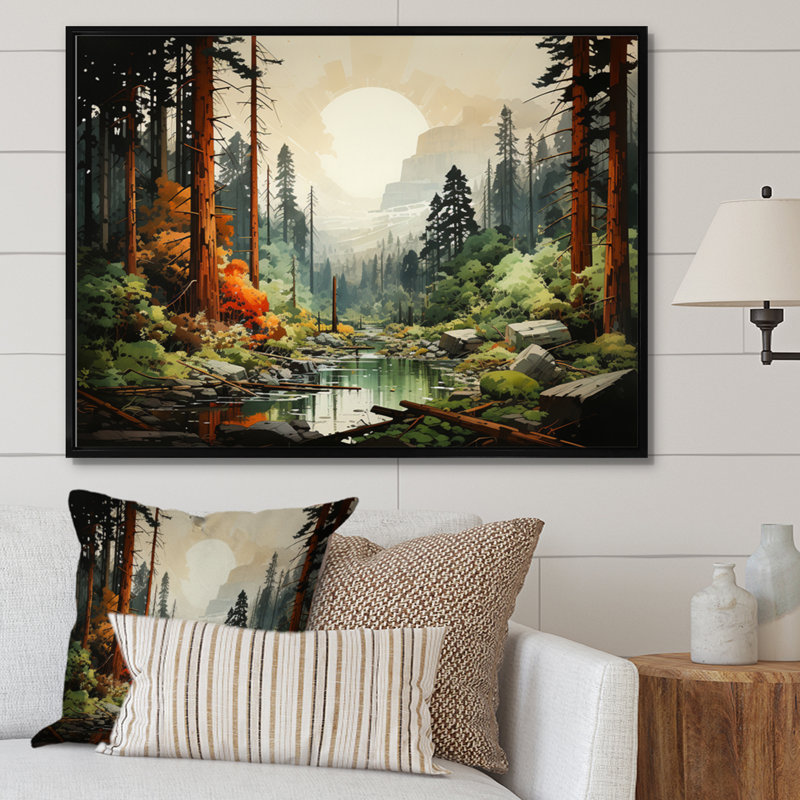 «Redwood Tree Whispering Giants», reproduction d'art sur toile, Noir, H 16 po x l 32 po x P 1 po