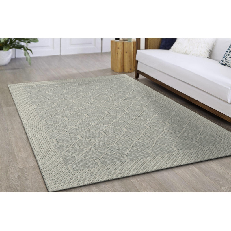 Tapis géométrique beige tissé à la main, Rectangle 8 pi x 10 pi