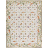 Hand-Knotted High-Quality Ivory and Beige Area Rug