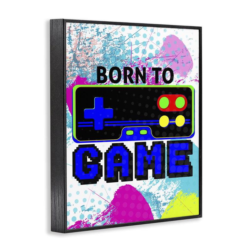 «Boy's Born to Game», estampe numérique encadrée par Kim Allen, Giclée encadrée noir minuit, H 30 po x l 24 po