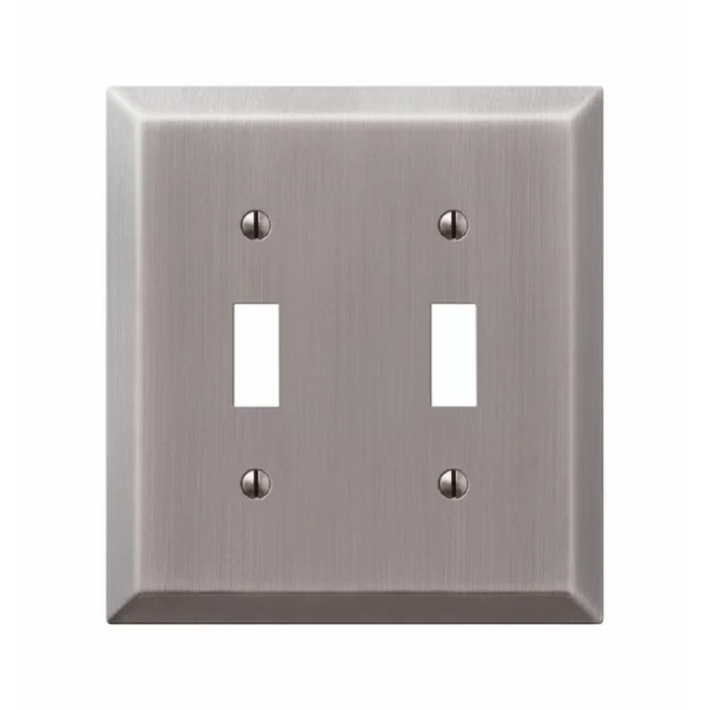 Amerelle Antique Nickel 2-Gang Stamped Steel Toggle Wall Plate