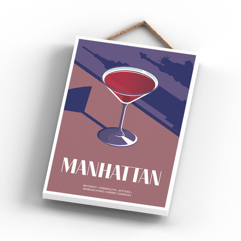Cocktails - Manhattan Wooden Hanging Plaque