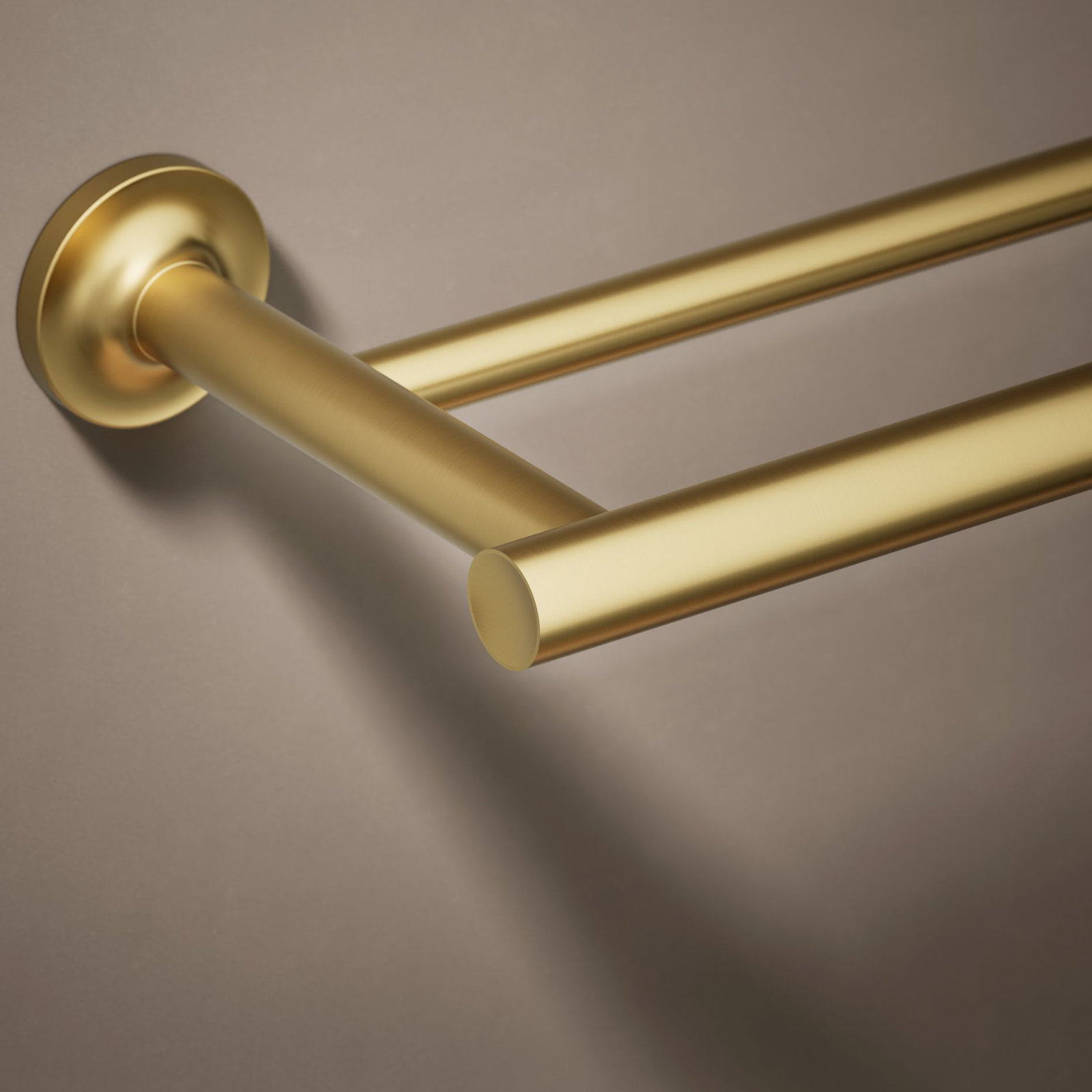 Purist Double 24" Wall Mounted Towel Bar, Vibrant Brushed Moderne Brass