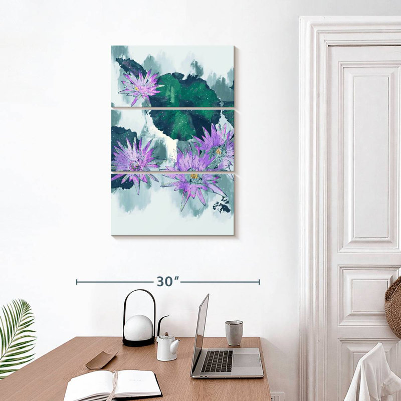 Harnek Abstract Water Lilies, 32" H x 20" W