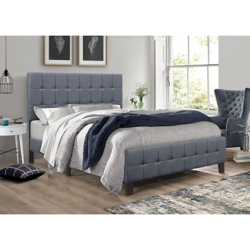 Alysia Upholstered Platform Bed, King, Dark Gray