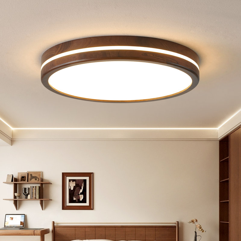 Round North American black walnut solid wood ceiling light