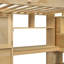 Lit simple au-dessus d'un lit mezzanine avec compartiments de rangement et conception robuste et naturelle en bois massif-1761443310