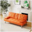 Canapé-lit convertible | Canapé-lit pliant double en cuir orange 67 po avec table basse 67 pouces