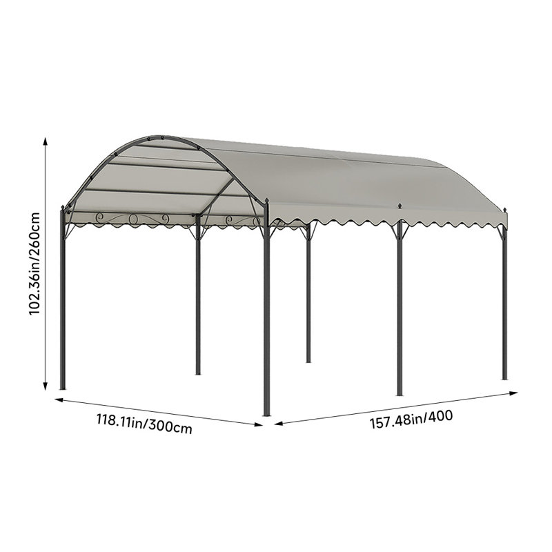 13x10ft Outdoor Metal Arched Pergola with Canopy