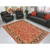 Tapis bleu / rouille en laine noué à la main 7 pi 9 po x 10 pi 1 po Abbigail Southwestern
