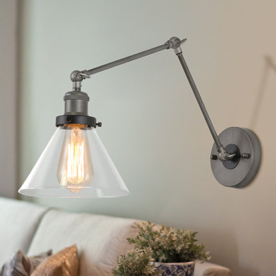 Bras pivotant argenté à 1 lumière à intensité variable Gundelinda