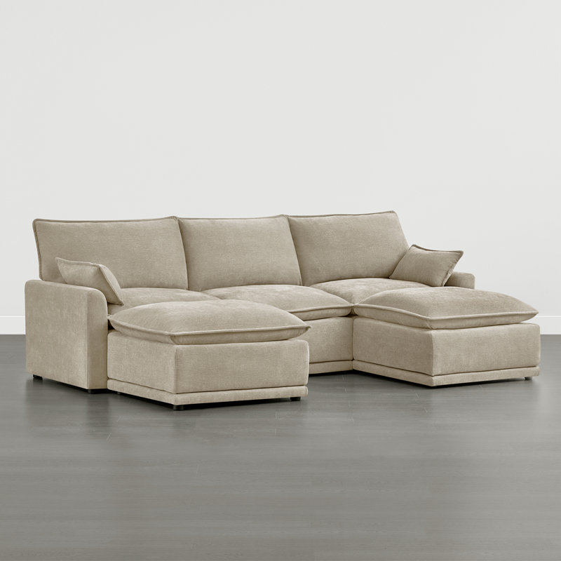 Elysian Cloud 112.6''W 5-PC U-Shaped Oversized Modular Sectional, Taupe Polyester