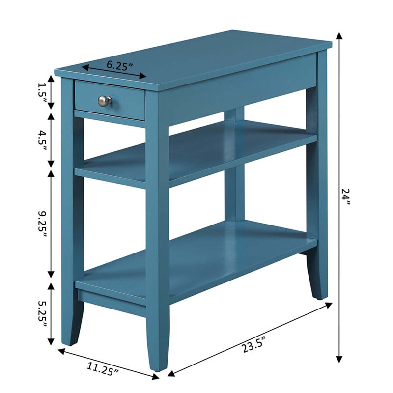 Carbin End Table with Drawer and Shelves, Blue