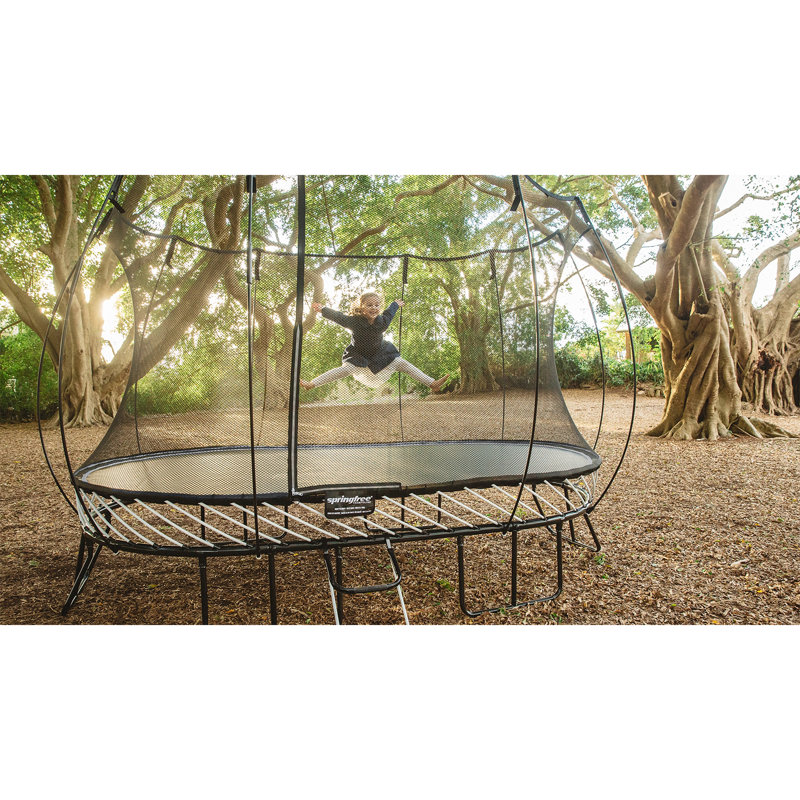 Springfree Trampoline Kids Outdoor Large Oval 8 x 13' Trampoline with Enclosure