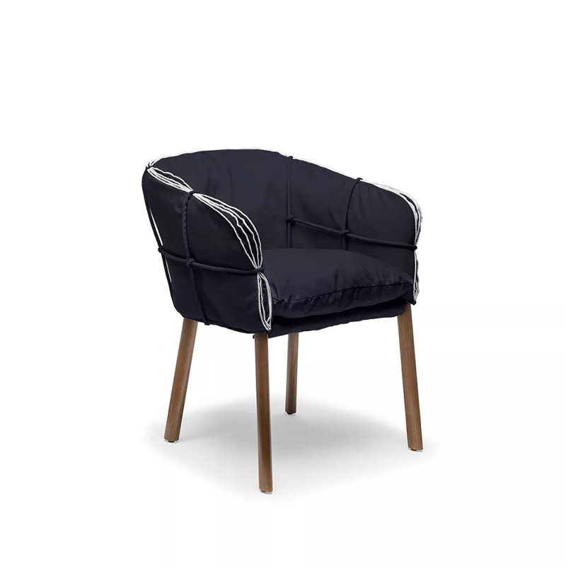 Parchment Upholstered Arm Chair, Canvas Navy