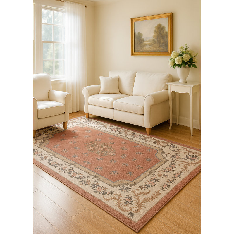     Tapis floral en laine fait à la main Aubusson, Tapis de couloir 2 pi 6 po x 6 pi