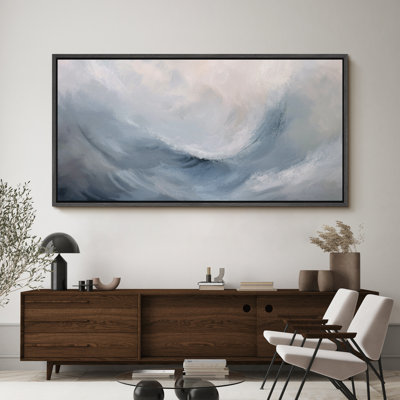 «Blue Ocean Waves Nautical Seascape Extra Large», reproduction d'art sur toile encadrée