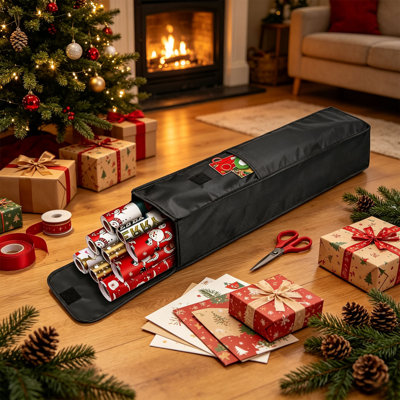 Christmas Decorations Wrapping Paper Storage Bag Gift Wrapping Paper Organizer Storage Containers With Pocket For Crafts Poster Tools Christmas Wrap P