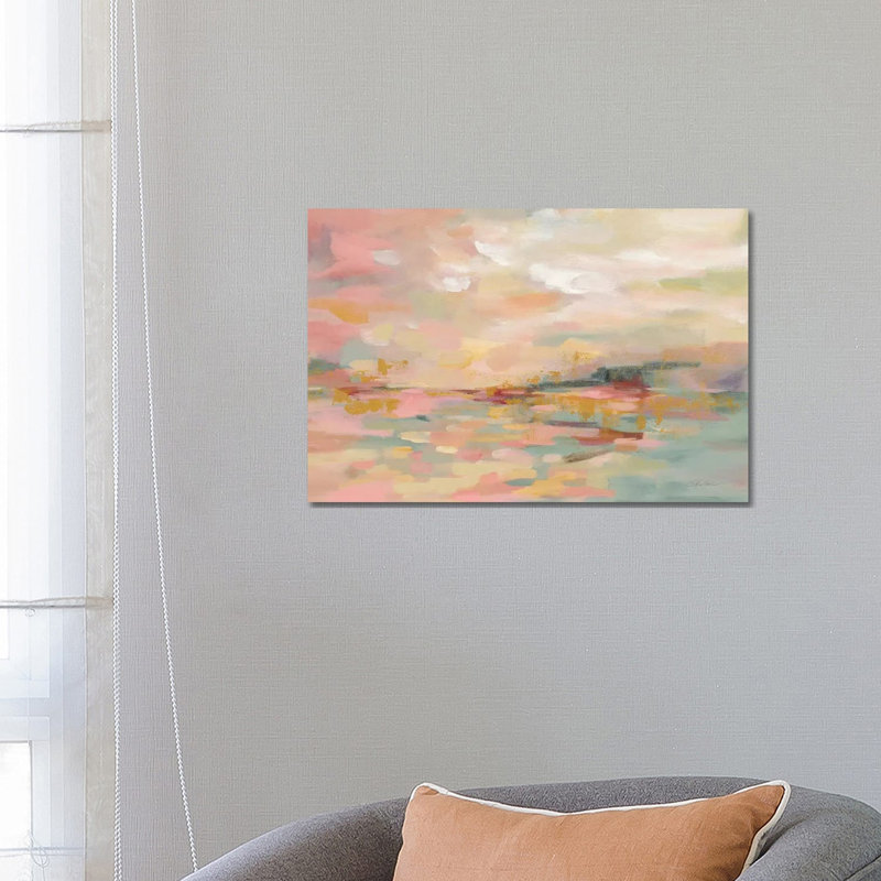 Pink Waves by Silvia Vassileva - Wrapped Canvas Painting, 66.04 cm H x 45.72 cm W x 3.175 cm D