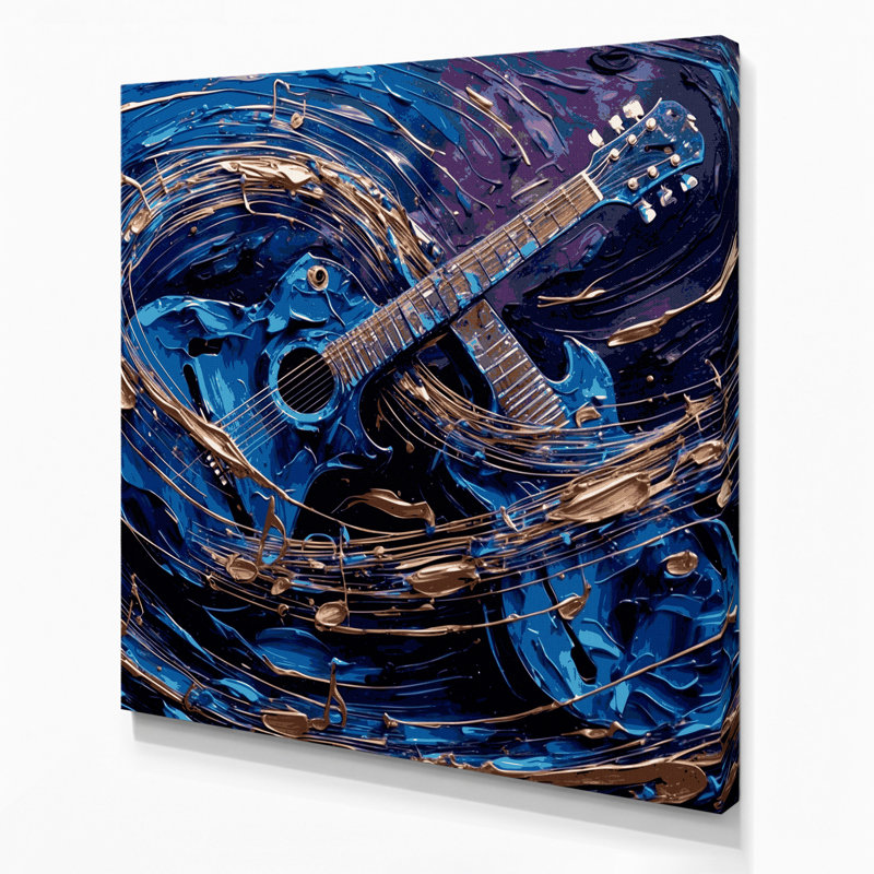 Art musical sur toile bleue, H 16 po x l 16 po