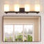 Éclairage pour salle de bain 4 lumières 32 po en bronze huilé avec abat-jour en verre givré blanc laiteux, luminaire pour salle de bain sur miroir-131234229-131234232