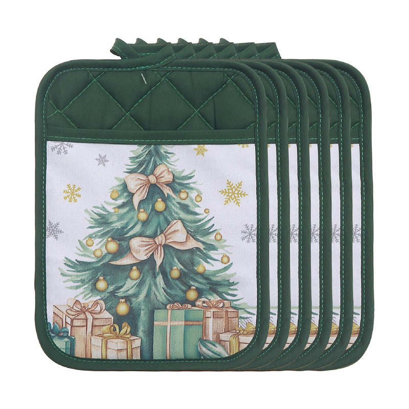 Support à casserole avec poche (arbre de Noël) - ensemble de 6