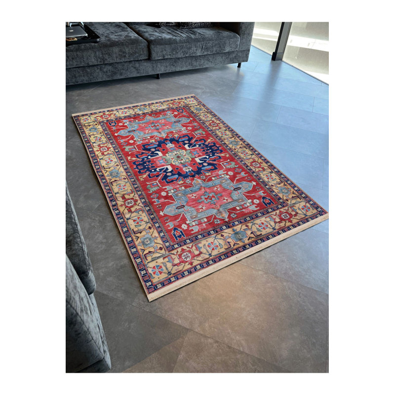 Tapis décoratif multicolore à motif ethnique, Rectangle 3 pi 3 po x 4 pi 11 po