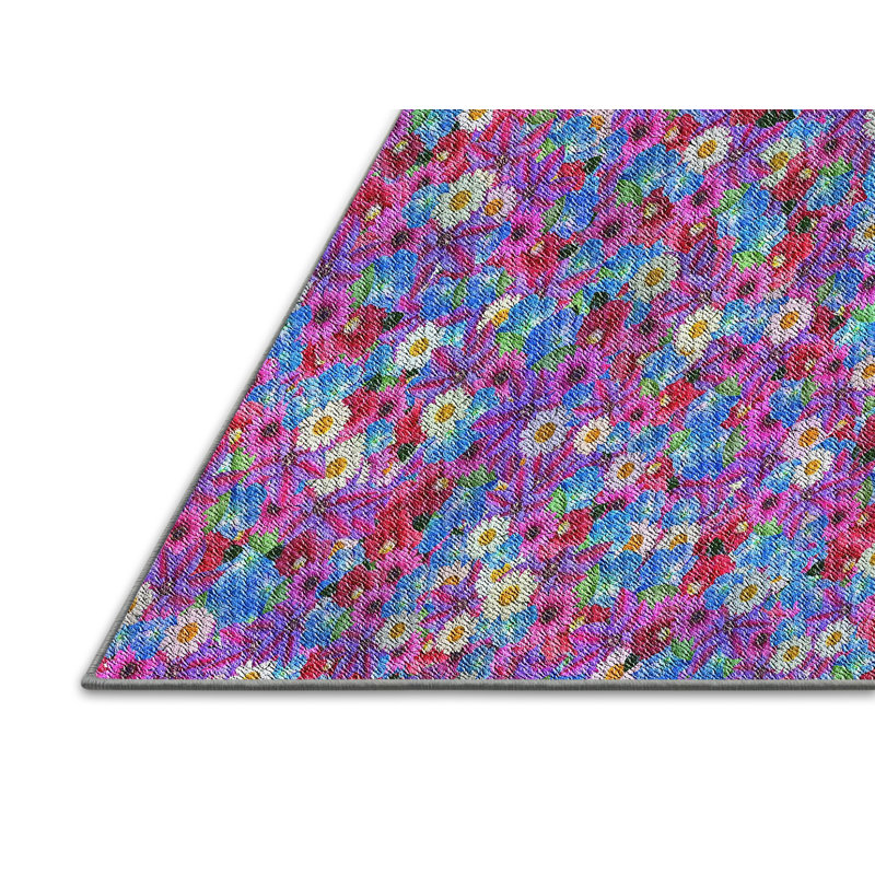 Tapis mauve à motif floral Sumaya, Rectangle 7 pi x 9 pi