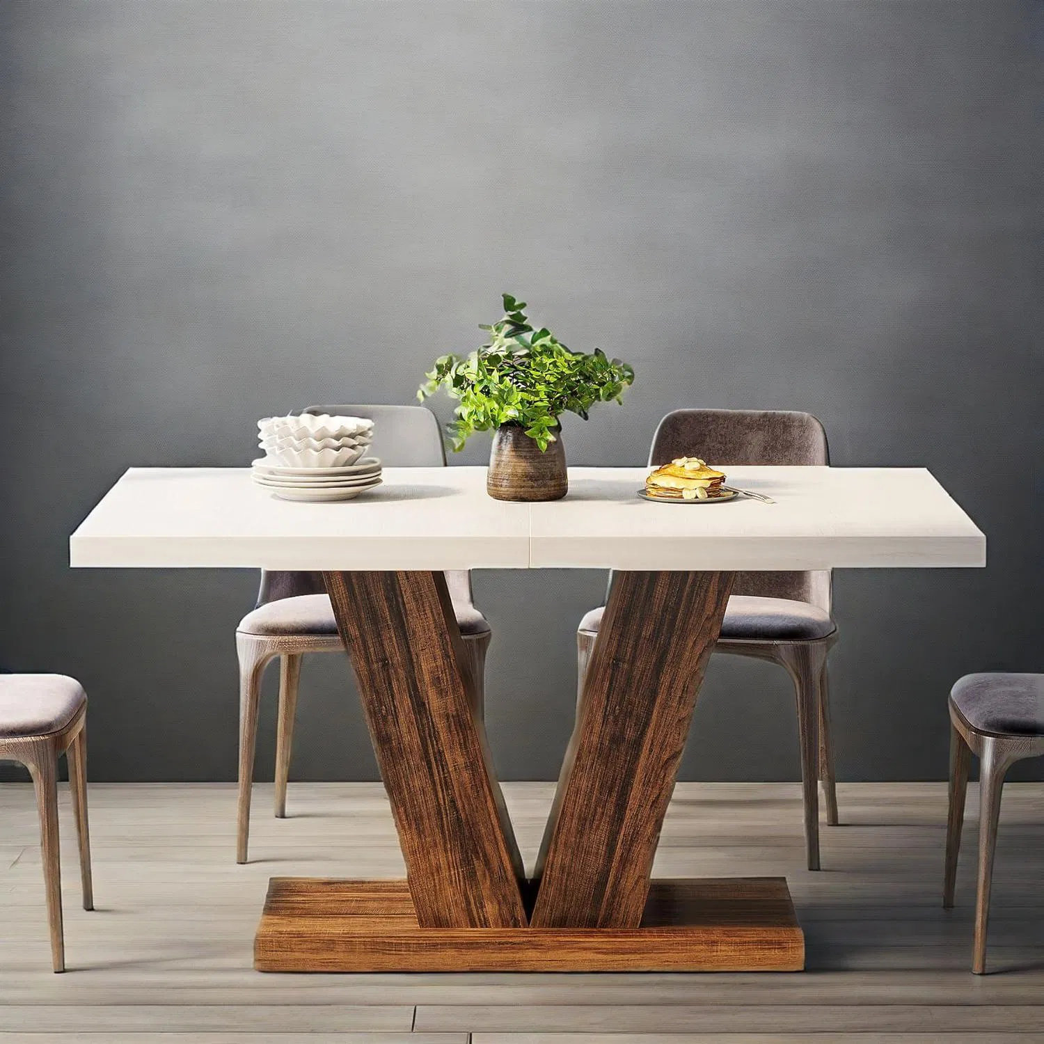 Ophelia & Co. 47-inch Dining Table For 4, White Kitchen Dinner Table With Pedestal, Farmhouse ...