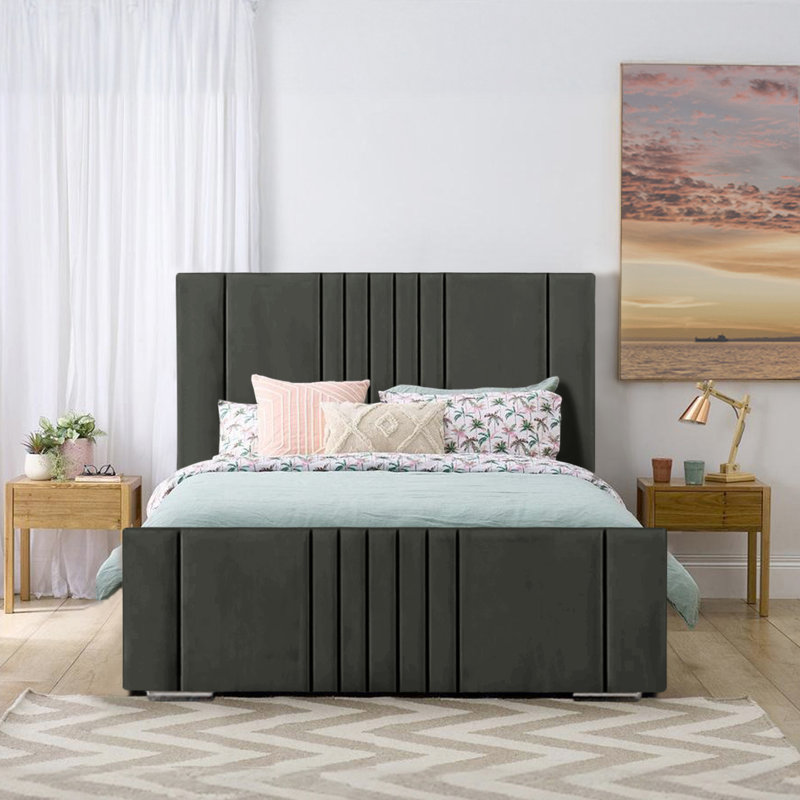 Mohiuddin Upholstered Ottoman Storage Bed, Asphalt, UK King - DE 150 x 200 cm