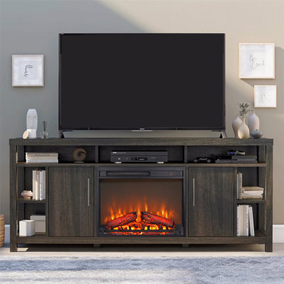 23 Inch Electric Fireplace Insert, Ultra Thin Heater With Log Set & Realistic Flame, Remote Control With Timer, Overheating Protection