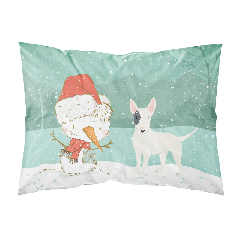 Snowman Christmas Microfiber, White Spot Bull Terrier