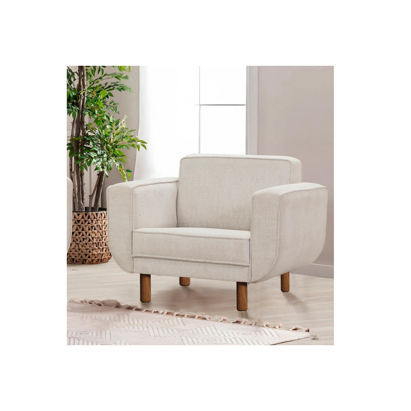 Fauteuil à oreilles, Mélange de polyester blanc, Brun