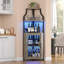 Armoire à vin de coin avec support à vin et porte-verres à 5 niveaux, gris-404033813-404033833