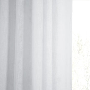 Ebern Designs Grommet Faux Linen Sheer Curtains for Living Room ...