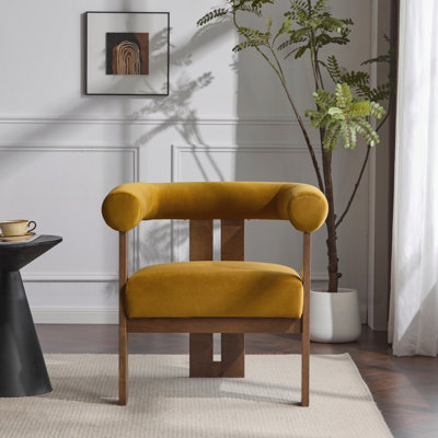 Chaise d'appoint moderne rembourrée avec accoudoirs ronds