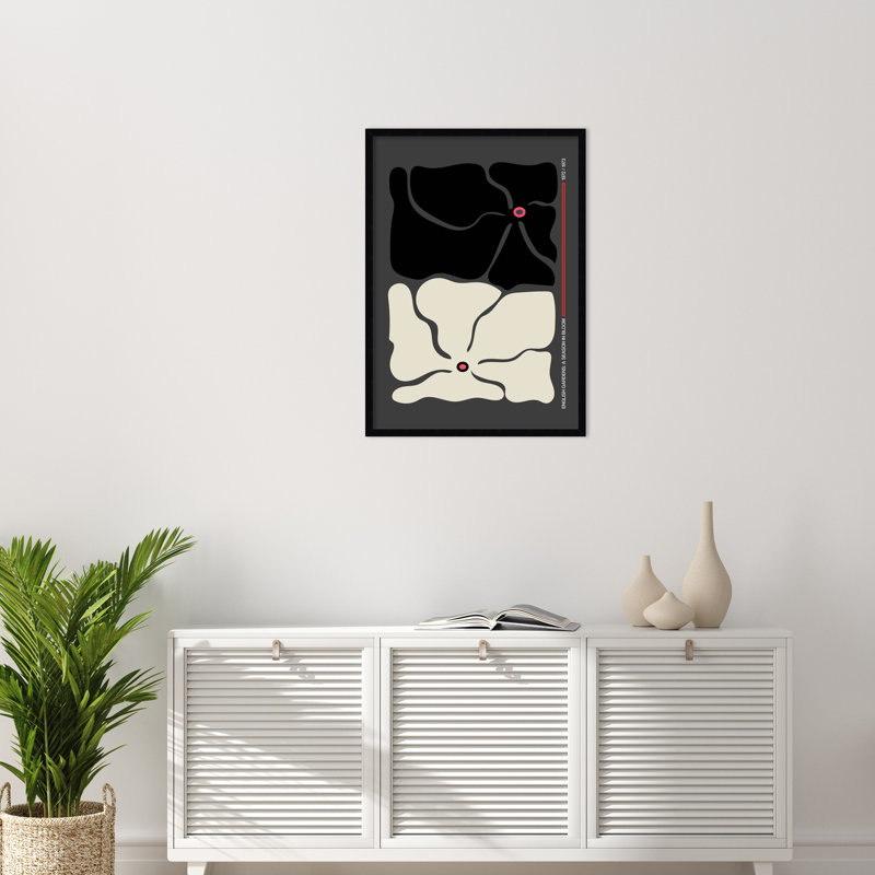 Two By Two Flower Grey by Frances Collett, 33" H x 24" W x 1" D, Black