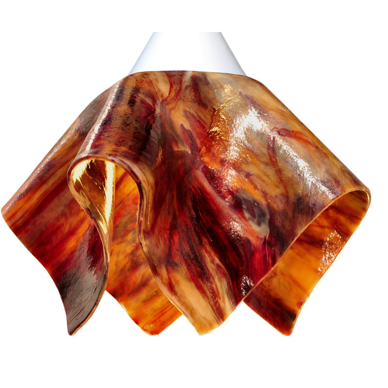 Amergin Flame Handcrafted Glass 1-Light Pendant, Small, Begonia, White