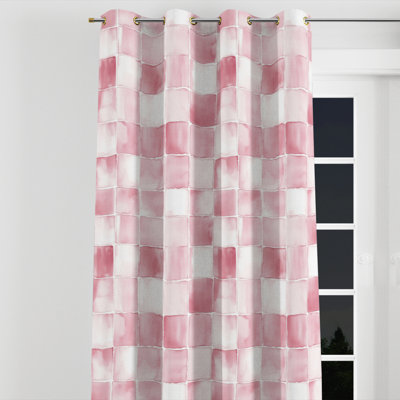 Rideaux occultant French Country - Rideau à œillets patchwork rose et blanc avec patchwork - 1 panneau