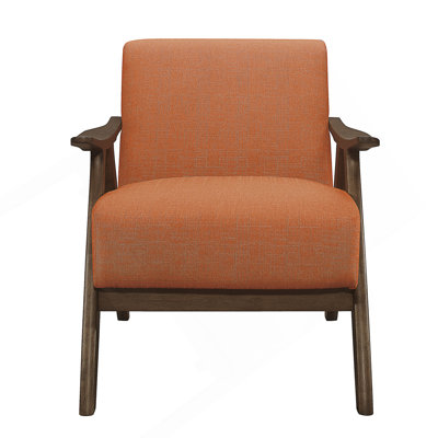Modern Home Furniture Fabric Upholstered 1Pc Accent Chair Cushion Back And Seat Walnut Finish Solid Rubber Wood Furniture