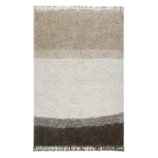 Handgefertigter Teppich Forever Always aus Wolle in Beigebraun/Natur/Sandstein