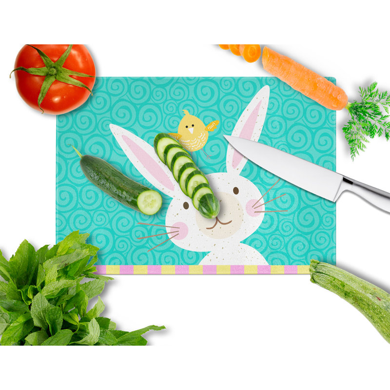 Caroline's Treasures Tempered Glass Happy Easter Rabbit Cutting Board