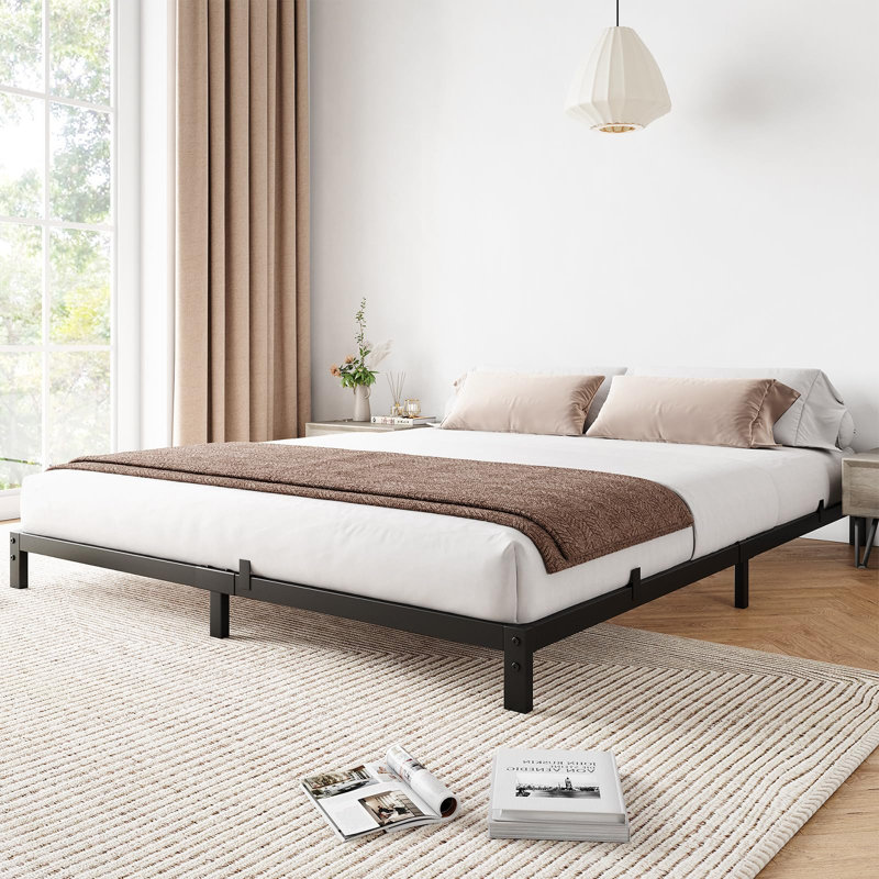 Heavy Duty Metal Platform Bed Frame – Full Size, 6 Inch Height, Sturdy Steel Slats, No Box Spring Needed, Noise-Free, Full